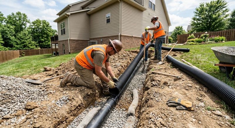 Yard Drainage Ditch Installation
